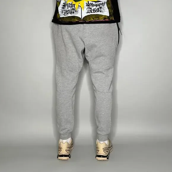 Nike Sweatpants Grey Cotton Joggers Black Swoosh